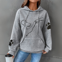 Damen Pullover | Kapuzenpullover mit Aufdruck in Grau