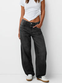 Baggy Jeans Damen | Locker Geschnitten Mit Geradem Bein in Schwarz