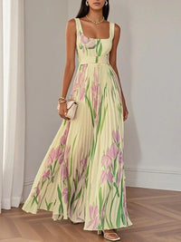 Liviana | Plissiertes Maxi-Kleid in Gelb