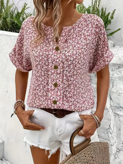 Mabel® | Bluse mit Blumenknöpfen