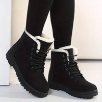 Winterschuhe Damen | Knöchelhoch Mit Schnürverschluss in Schwarz