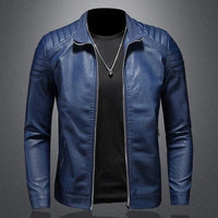 Herren Casual Leder-Bomberjacke - Jib in Blau