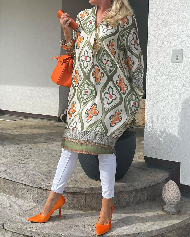 Dinah® | Lässiges Langarmkleid mit Blumendruck