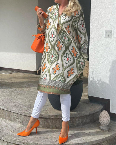 Dinah® | Lässiges Langarmkleid mit Blumendruck