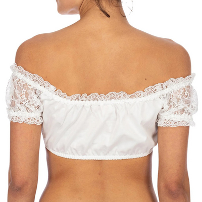 Damen Elegante Weiße Oktoberfest Dirndl Bluse