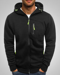 Bernd | Herren Lässiger Taschen Reißverschluss Hoodie in Schwarz
