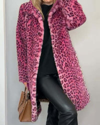 Talina | Lange Weiche Jacke mit Leopardenmuster in Rosa