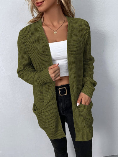 Damen Strickcardigan mit offener Front – Lässiger und bequemer Langarm-Cardigan für den Alltag
