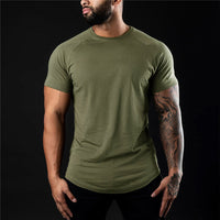 Herren Schlanke Passform Einfach T-Shirt in Armeegrün