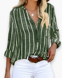 Damen Trendige Gestreifte Hemd | Elegante Stil in Grün