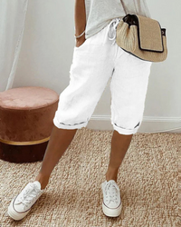 Damen Bequeme Kordelzug Shorts | Kurze Hosen Damen in Weiß