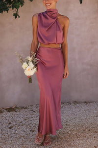 Berenie | Damen Hochzeitsgast Oberteil und Rock Set | Zweiteiler in Rosa