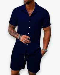 Herren Elegantes Sommer Set | Shirt Und Shorts in Blau