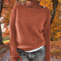 Charlotta | Damen Lässiger Lockere Passform Strickpullover in Orange