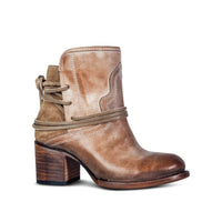 Elegante Leder Damen Stiefeletten in Kaki