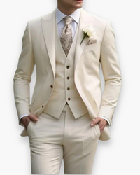 Herren Anzug 3-teilig Slim Fit | Klassisch & Elegant für Hochzeitsgäste in Creme