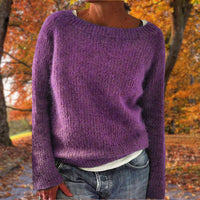 Silke | Damen Lässiger Herbst Strickpullover in Lilla