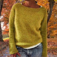 Manuela | Damen Lässiges Boot-Hals Strickpullover in Gelb