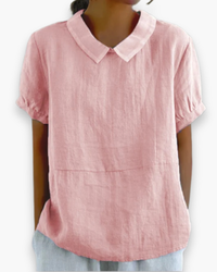 Damen Entspannte Kurzarmbluse | Elegant in Rosa