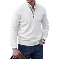 Tim | Hochkragen-Pullover mit Reißverschluss in Weiß