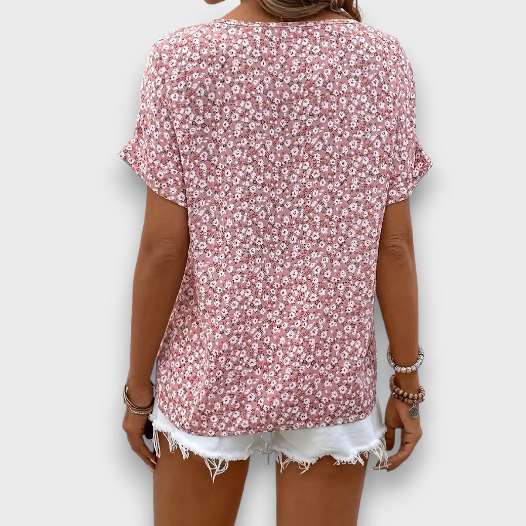 Mirena – Bluse mit floralem Muster und Knopfleiste