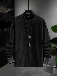 Alden – Vintage Inspiriertes Langarm Hemd in Schwarz