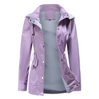Trenchcoat Damen | Übergangsjacke Mit Abnehmbarer Kapuze in Lila