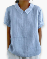 Damen Entspannte Kurzarmbluse | Elegant in Blau