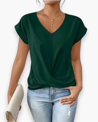 Damen Elegantes Twist Front Top | V-Ausschnitt in Grün