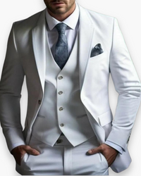 Herren Anzug 3-teilig Slim Fit | Klassisch & Elegant für Hochzeitsgäste in Weiß