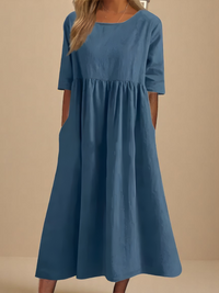 Linnea | Leichtes Baumwollkleid in Blau