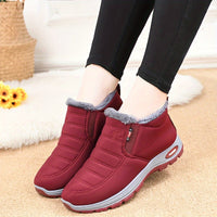 Winterschuhe Damen | Knöchelhoch Slip On Flach in Rot