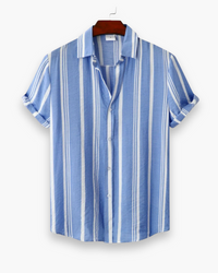Herren Klassisches Gestreiftes Hemd | Elegant Sommer Hemd in Hellblau