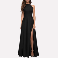 Dominique | Damen Formelles Abend Maxikleid mit Seitenschlitz in Schwarz