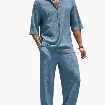 Herren Sommer Set mit Kurzarmhemd und elastischer Hose