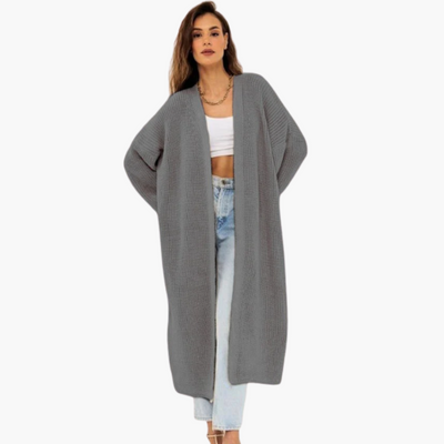 Langer Damen Strickjacke mit offener Vorderseite