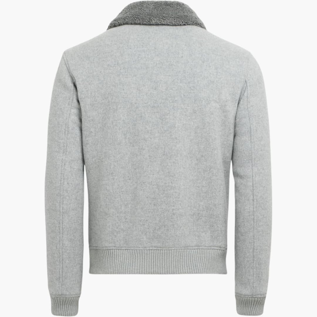 Herren-Bomber jacke mit Reißverschluss und Fleecekragen