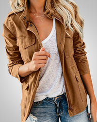 Adeline | Damen Lässiger Herbstjacke mit Taschen in Braun