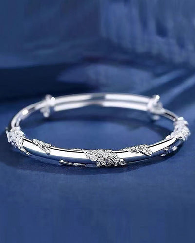 Audrey - armreif armband frauen | Armband mit eingravierten Blumen- und Blattmotiven