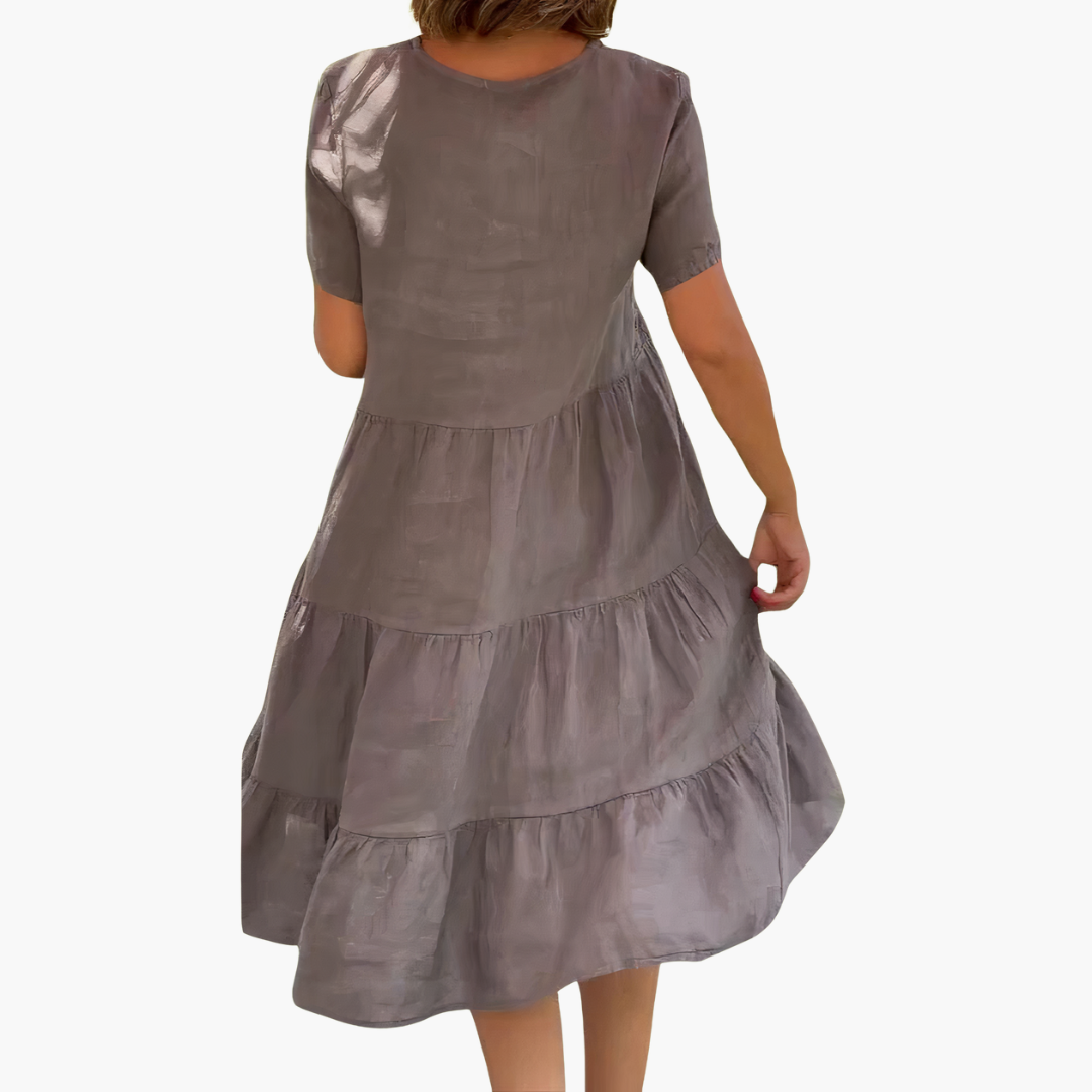 Fließendes V-Ausschnitt-Kleid für Damen - entspannte Passform