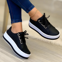 Glennis - Elegante Plateau Sneaker | Stylische Plateau Sneaker Bequem für Damen in Schwarz
