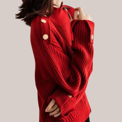 Amanda - Gemütlicher Rollkragenpullover mit Knopfakzenten