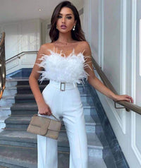 Priscilla - Stilvoller Jumpsuit mit Röhrenoberteil in Weiß