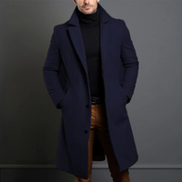 Herren Wintermantel | Slim Fit Langer Mantel in Blau