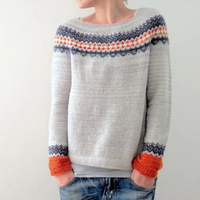 Damen Pullover | Strick klassisch mit Rundhalsausschnitt in Grau