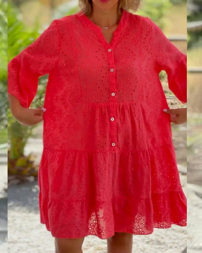 Khloe - A-Linien-Kleid mit Knopfleiste vorne für Damen | Kleid im sommerlich luftigen Look