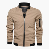 Herren jacke mit Frontreißverschluss und Ärmeltasche in Beige