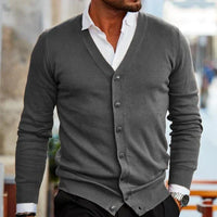 Strickjacke Mit Knöpfen Für Herren | Casual Cardigan Stil in Grau