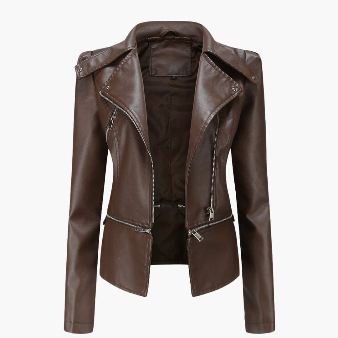 Damenjacke mit Reißverschluss vorne und Reverskragen