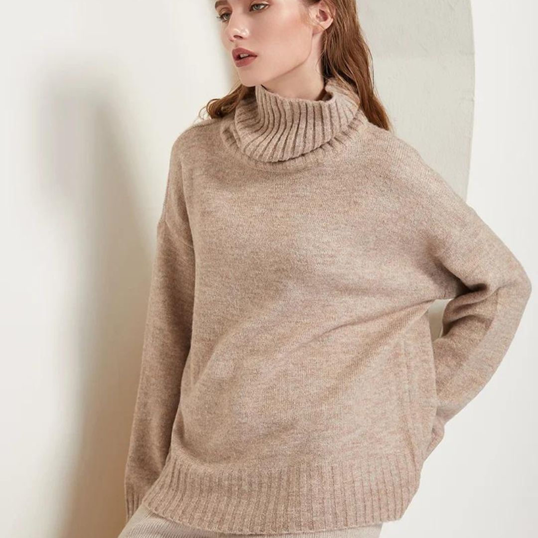 Brenda - Weicher Kaschmir-Rollkragenpullover mit Rippbündchen